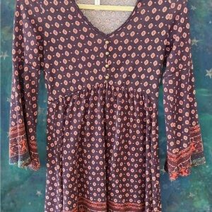 Patterned V-Neck Whimsigoth Dress 🌀